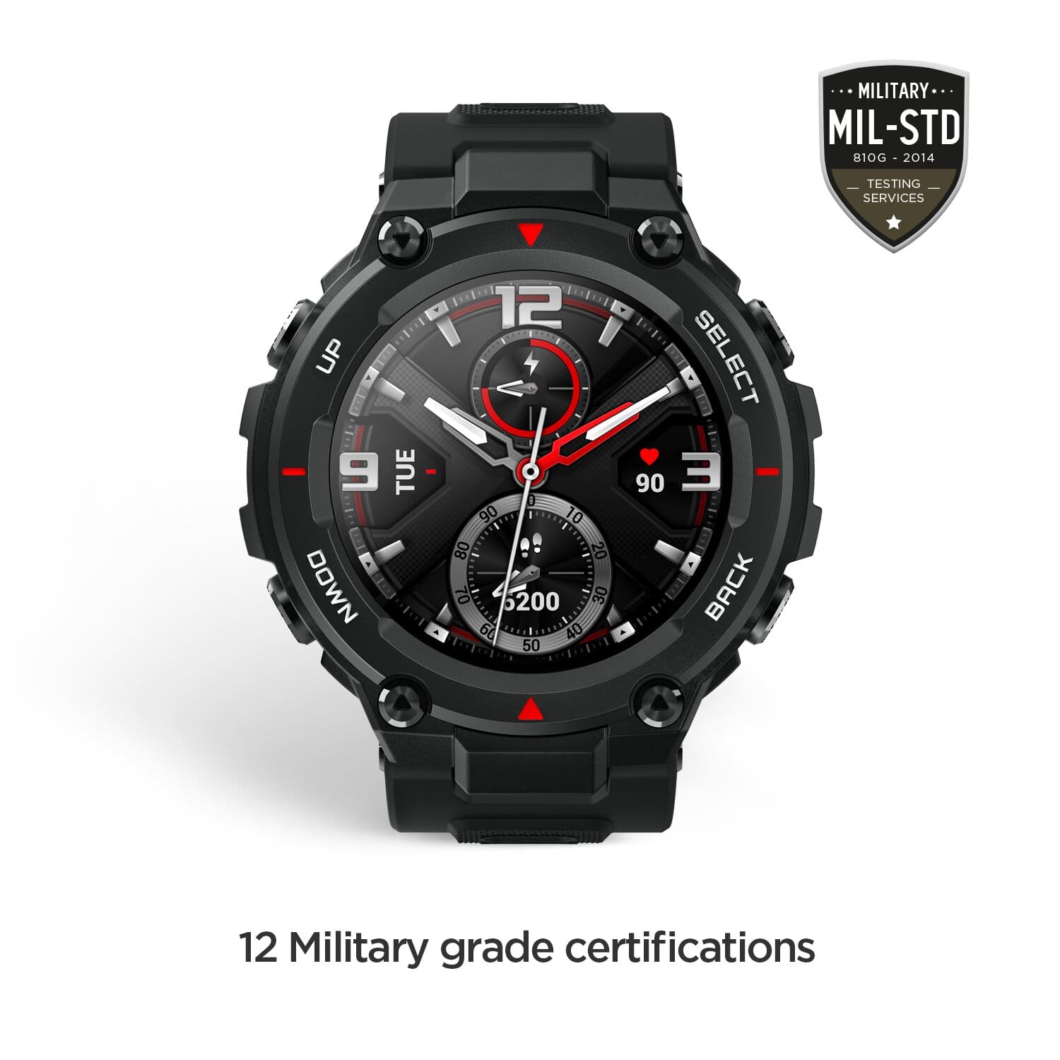 Amazfit T-RexWearablesAmazfit T-Rex Unleash your instinct Key Features: 12 Military Grade Certifications, Resistant to Harsh Environments 20-Day Battery Life High-Precision GPS Water Resistant to 50 Meters 14 Sports Modes Weather Notification, Call Remind